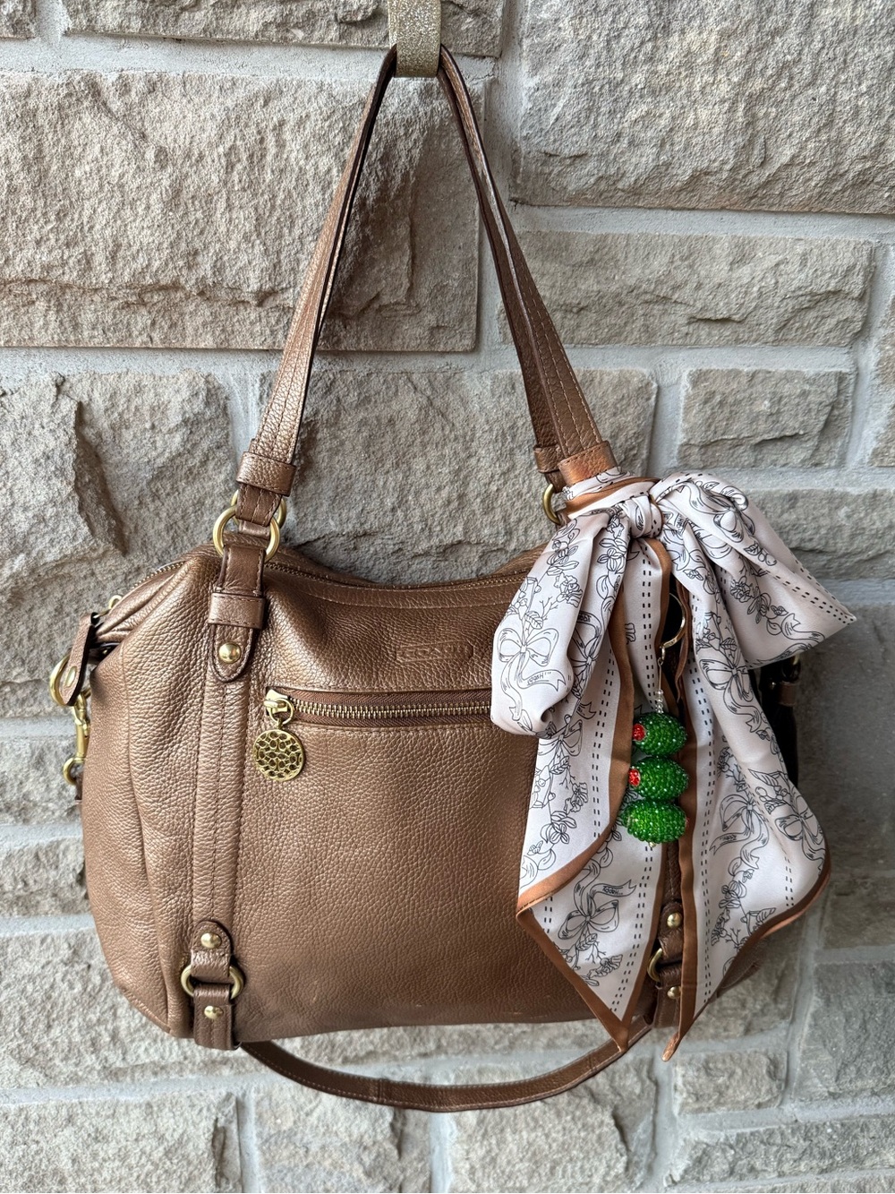COACH Kristin Metallic Bronze Leather Hobo Bag Style #16808